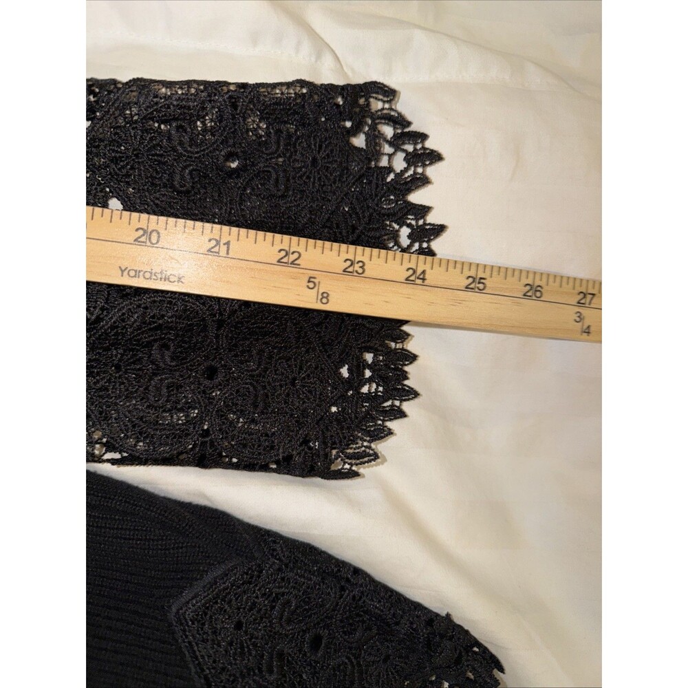 Chico's Black Knit Long Sleeve Sweater Top Lace Trim Stretch Goth Size 4 (XXL) - Picture 10 of 13
